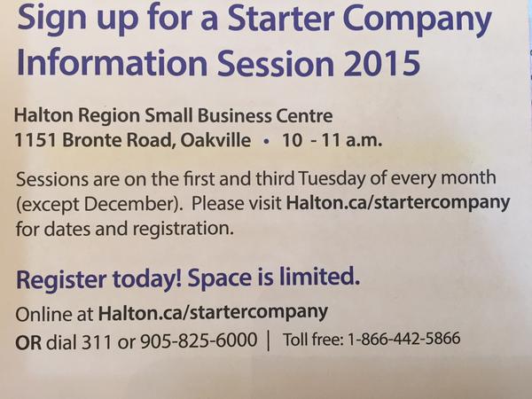 Halton Region Starter Company Information Sessions