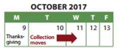 Halton Waste Collection for Kerr Village BIA-collection in the BIA’s due to Thanksgiving – Monday October 9th, 2017.